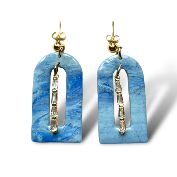 Artisan Arched CZ Earrings 🍬🍬🍬 - Picture 1 of 5